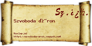 Szvoboda Áron névjegykártya